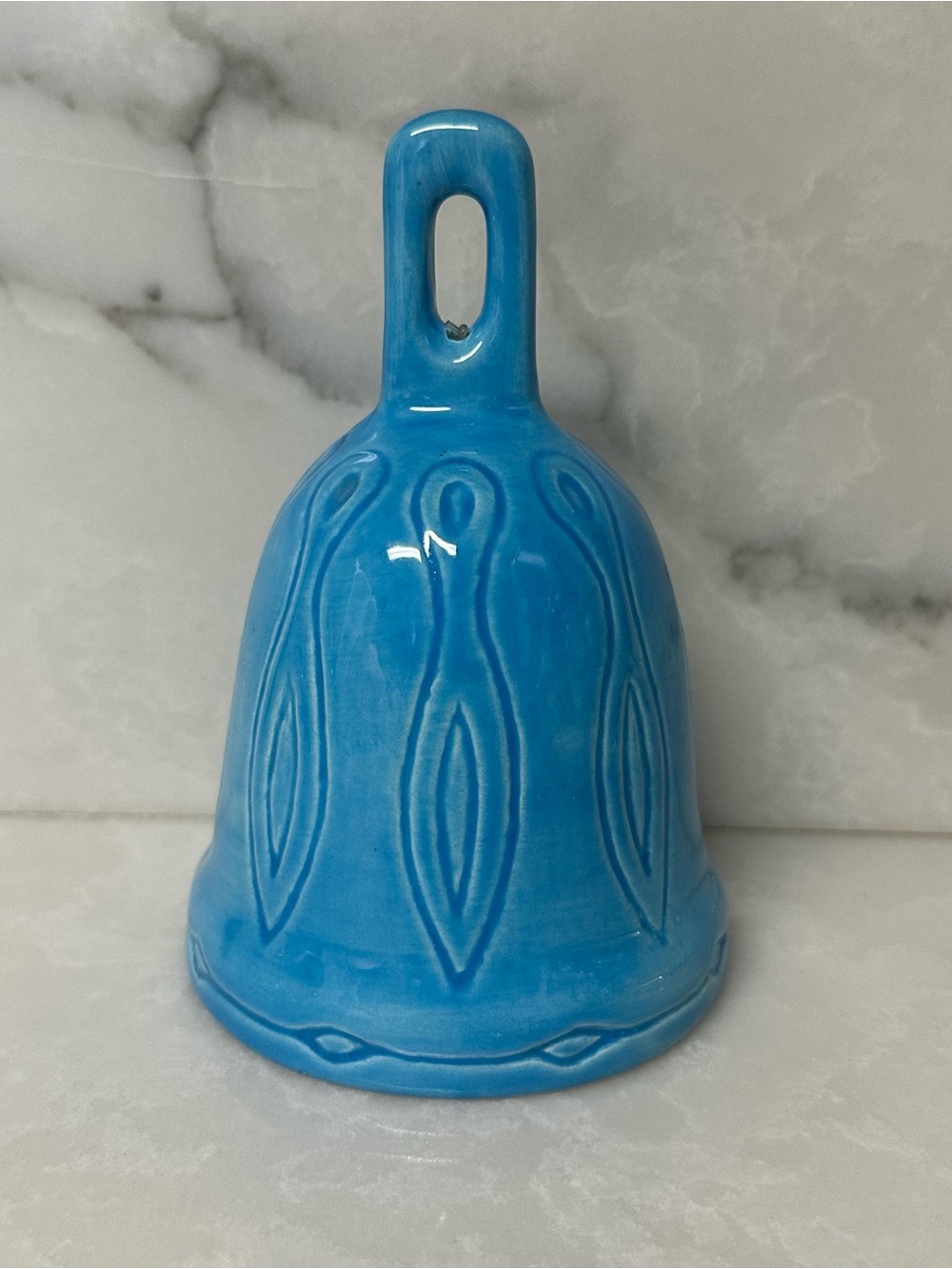vintage ceramic dinner bell Turquoise Color